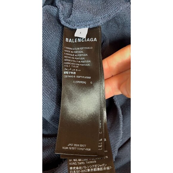 SOLD * Balenciaga Crypto BB Logo Hoodie Washed Blue Unisex Size L - Picture 9 of 10